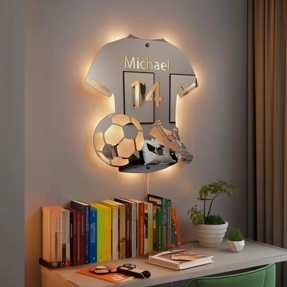 Fodboldspiller | Personligt LED-spejl