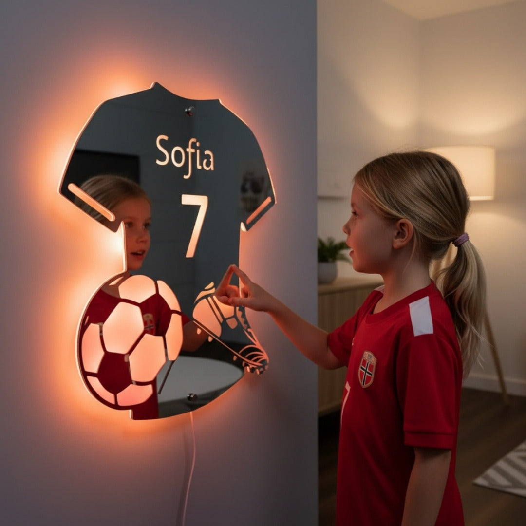 Fodboldspiller | Personligt LED-spejl