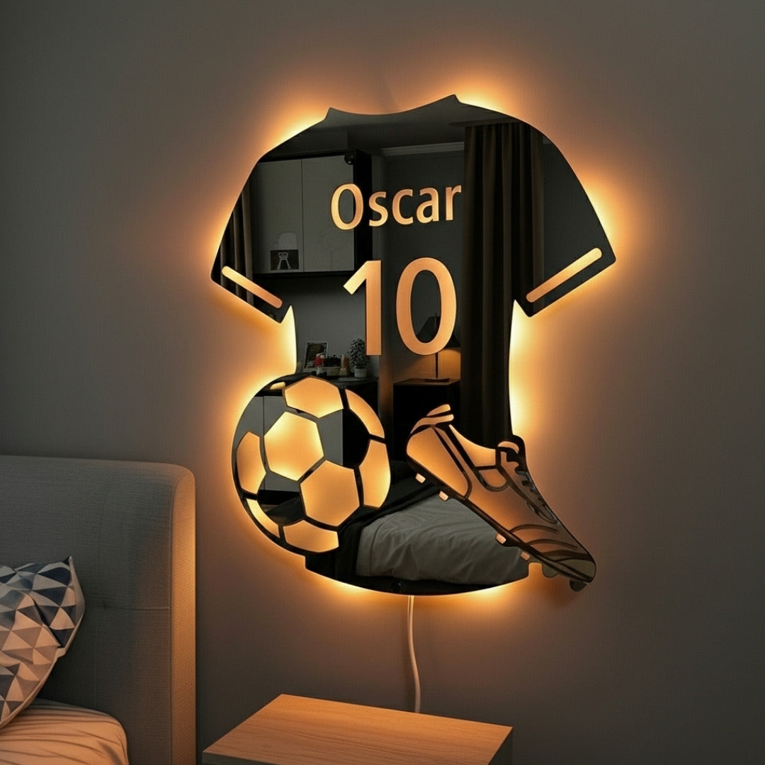 Fodboldspiller | Personligt LED-spejl